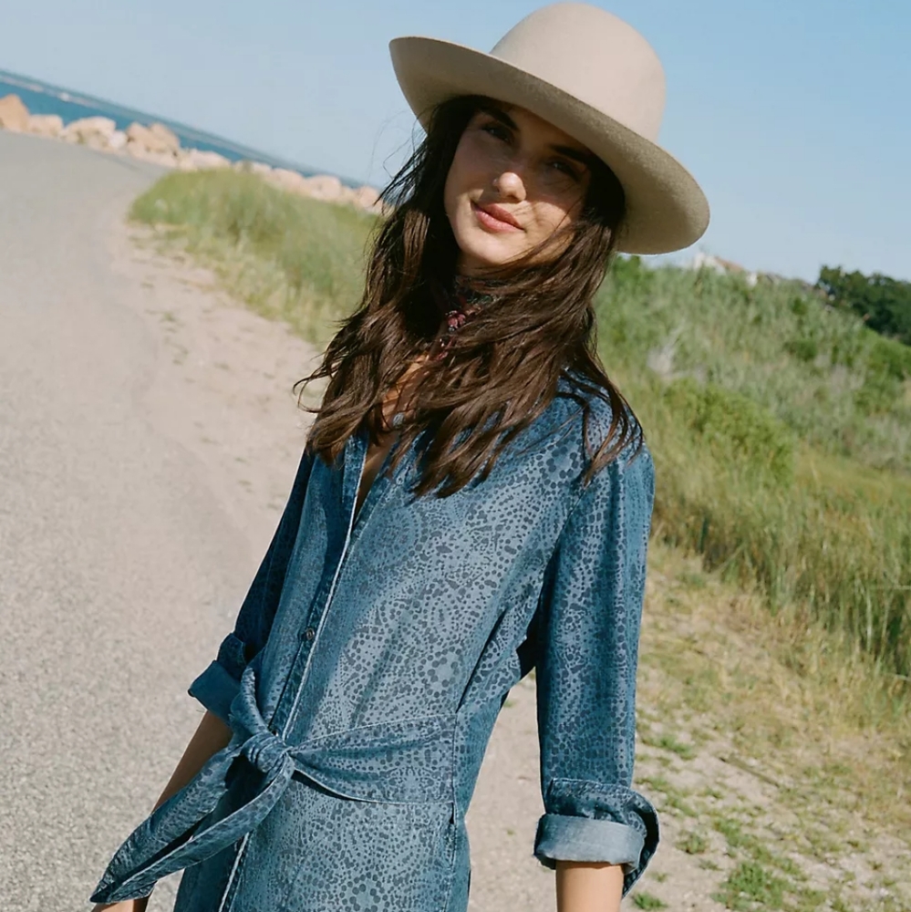 Anthro cloth & stone chambray dress SZ L